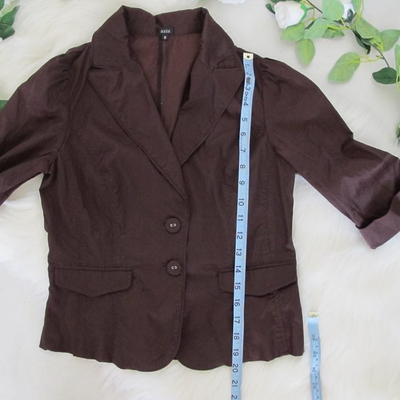 Aziz | Chocolate Half Sleeve Blazer - Picture 13 of 13